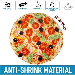 Zulay Kitchen Loaded Pizza Blanket 60 Inch Novelty Big Blanket For Adult  Kids